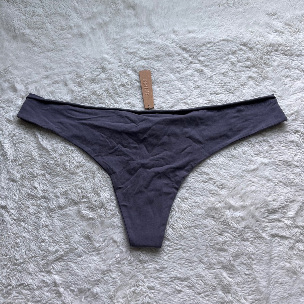 SKIMS Raw Edge Intimates Thong Thunder Dark Gray PN-THG-2611 Womens Size 3X NEW